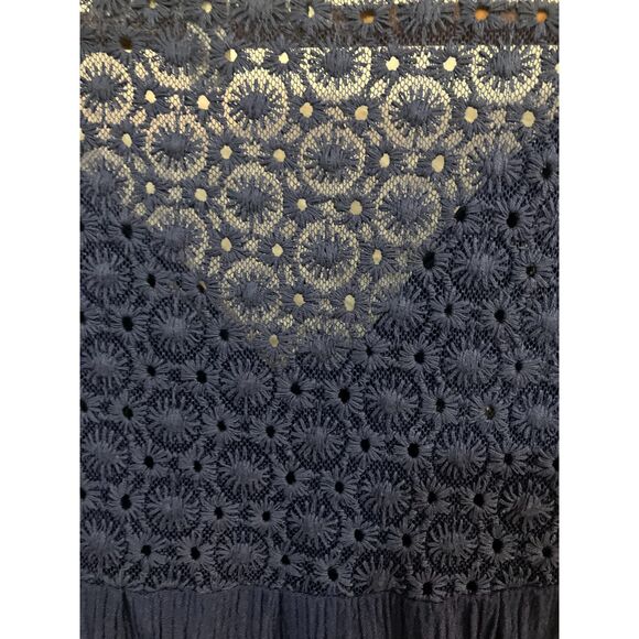 Daniel Rainn Navy Blue Cap Sleeve Top with Lace Detail -100% Rayon Casual Blouse - Picture 5 of 5